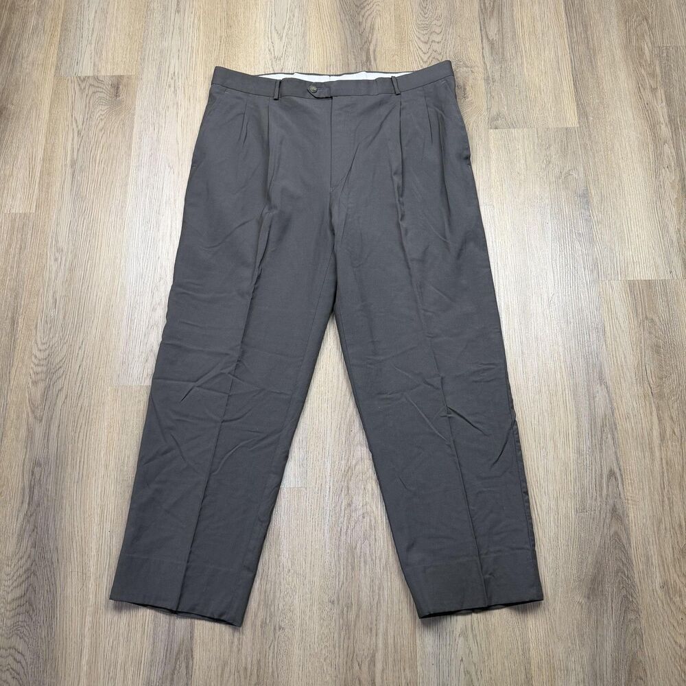 Valentino Uomo Pants Mens 60 Gray Wool Pleated Dress Slacks Made In Italy
